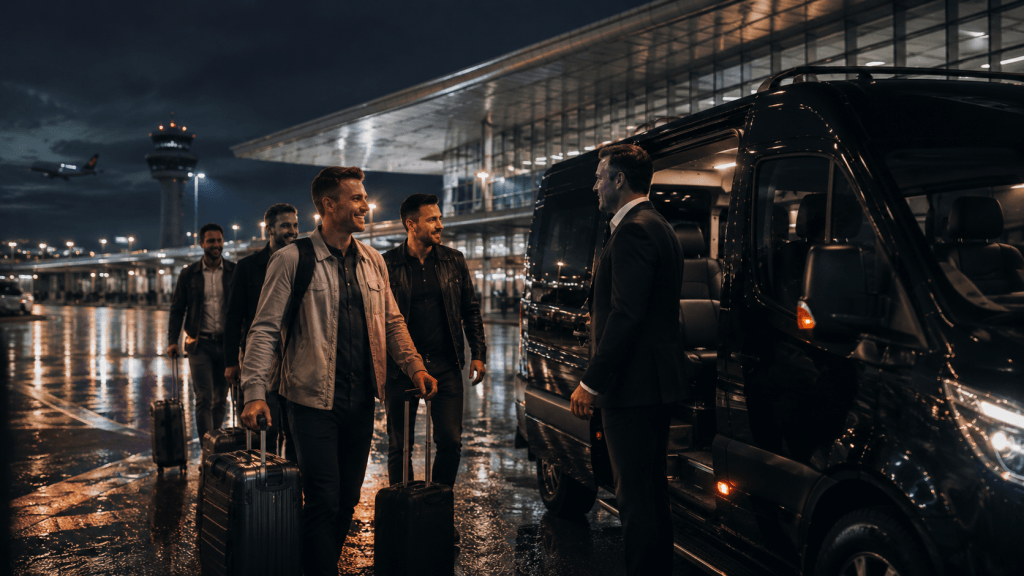 Stag group meeting private airport transfer driver in Prague